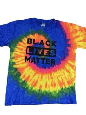 Black Lives Matter Hoodie & T Shirt Adult Size L Tye Dye Rainbow 100% Cotton